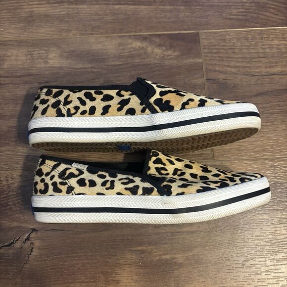 Kate Spade x Keds Sneakers Genuine Leather Leopard Print Calf Hair Slip On 6.5 - Picture 9 of 11